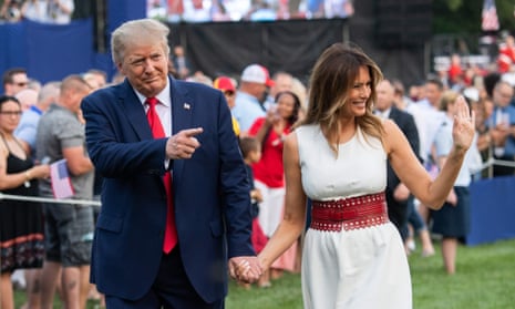 US president Donald Trump and First Lady Melania Trump host 4 July celebrations at the White House, where he claimed the US had made ‘a lot of progress’ against coronavirus.