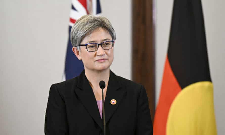 Penny Wong at a press conference in Jakarta during a visit to Indonesia in early June