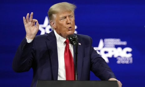 Donald Trump speaks at the Conservative Political Action Conference (CPAC) in Orlando, Florida, on 28 February 2021.