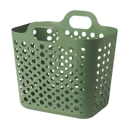 Ikea SLIBB Flexible laundry basket, green, 24l