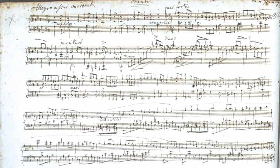 Detail of the original manuscript of Fanny Mendelssohn’s Easter Sonata.