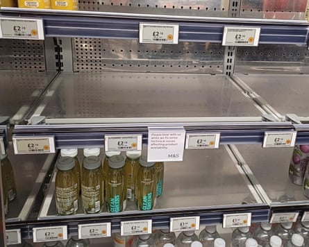 A view of empty shelves inside an Marks & Spencer shop in London after a major cyber-attack on the retailer