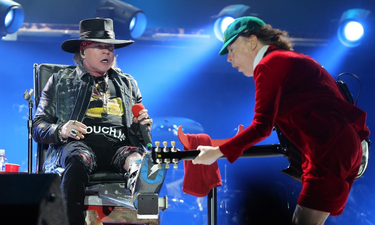 Ac Dc Perform Shoot To Thrill With New Frontman Axl Rose Video Music The Guardian