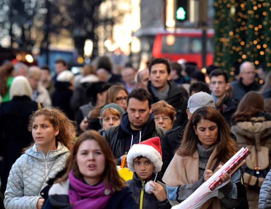 Christmas shoppers in Oxford Street.