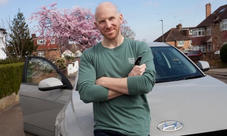 Elliott Ingram with his Hyundai Ioniq 5 car.