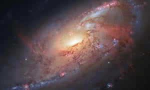 A galaxy photographed by the Hubble telescope ... Hawking's biography rambles on favorite topics like black holes.