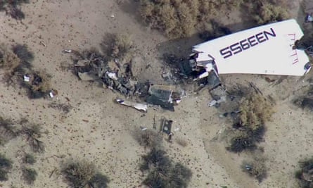 An image from video shows wreckage of SpaceShipTwo.