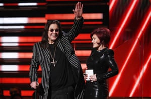 2020. Ozzy and Sharon Osbourne present an award 62nd Grammy Awards show, Los Angeles, California,