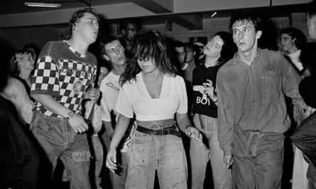 Bez (second left) dancing at the Haçienda, 1988.