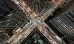 The Toronto streets from the top of a skyscraper