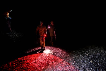 Save Bulga Forest campaigners during a night spotting exercise for the greater glider