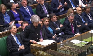 Theresa May speaks in the House of Commons, London after the European council in Brussels agreed to a second extension to the Brexit process.