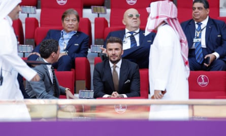 David Beckham watches as England play Iran in the Qatar World Cup