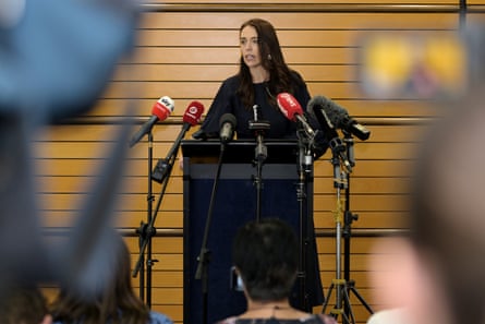 Ardern announcing her resignation in January 2023.