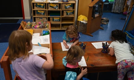 Stock image of children at the Robertson Street Kindy Childcare Centre in Helensburgh, south of Sydney, Australia