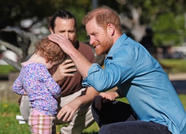 Harry meets Heidi, 3, and her father, Rohan Davies, at Melbourne’s Scar Tree Walk, which connects traditional and contemporary Aboriginal cultures and histories of the Kulin Nation