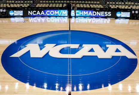 the NCAA logo in an arena
