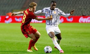 Wilfried Zaha playing for Ivory Coast in the 1-1 draw against Belgium