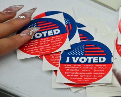 âÂÂI votedâ stickers during California's state primary election.