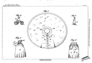The Pease sisters’ 1896 patented cycling skirt and cape.