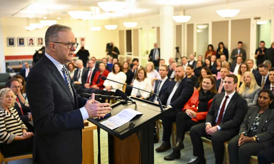 Prime minister Anthony Albanese addresses colleagues