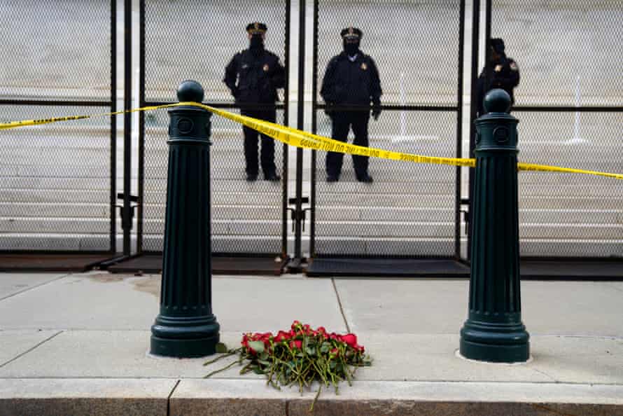 Flowers left outside the US supreme court by anti-abortion campaigners in Washington DC during the ‘March for Life’ on 29 January.