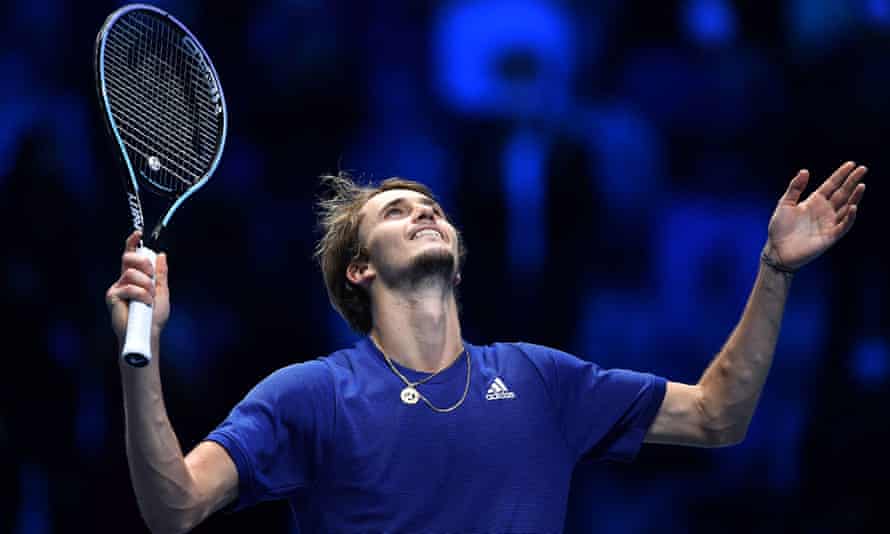 Alexander Zverev celebrates his victory in Turin.
