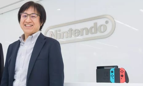 Nintendo’s Shinya Takahashi with the Switch console.