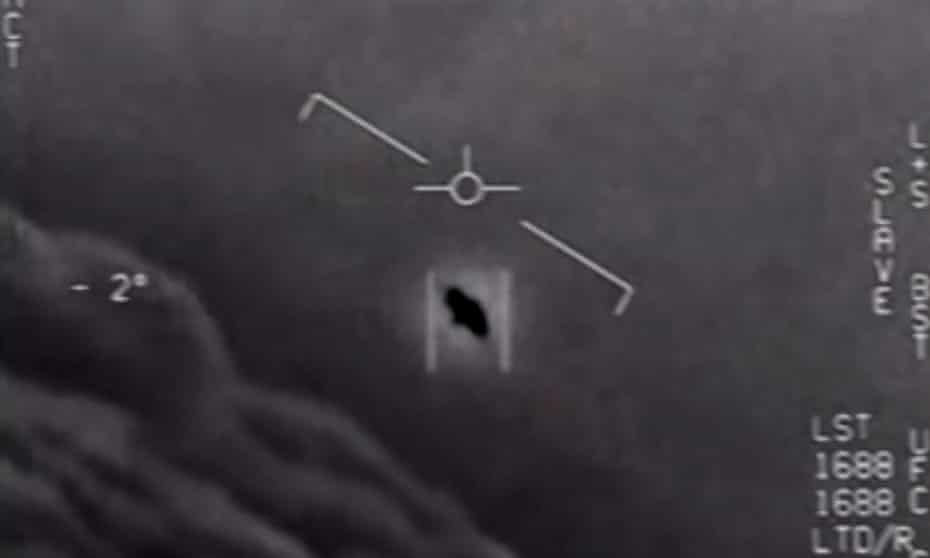 An image from an unclassified video taken by US Navy pilots depicting ‘unidentified aerial phenomena’.