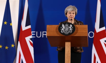 Theresa May holds her press conference in Brussels.