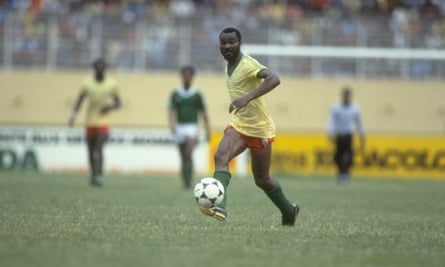 Cameroon's Roger Milla in action at the 1984 Afcon in Ivory Coast