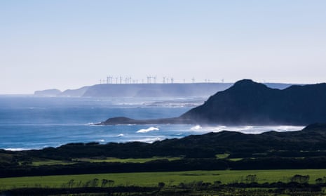 Woolnorth wind farm as seen from Marrawah, Tasmania, Australia.