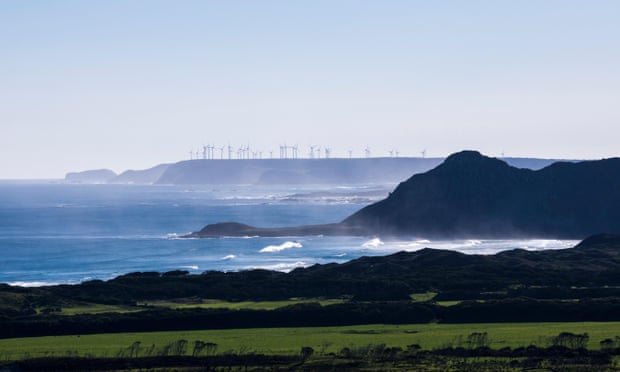 Woolnorth wind farm looking from Marrawah in Tasmania