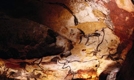 a detail of the 17,00-year-old cave paintings in Lascaux.