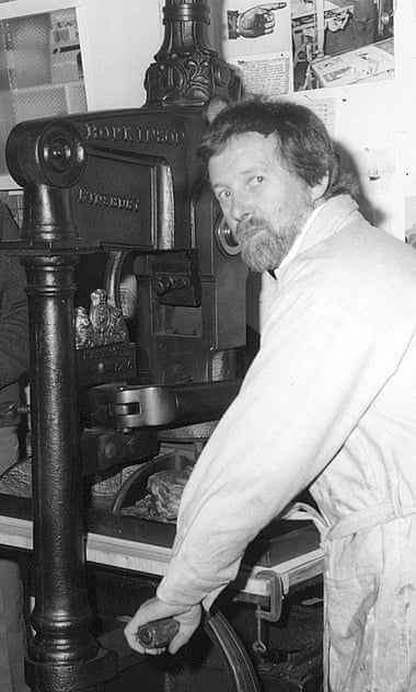John Liddell at work on one of his antique Albion presses