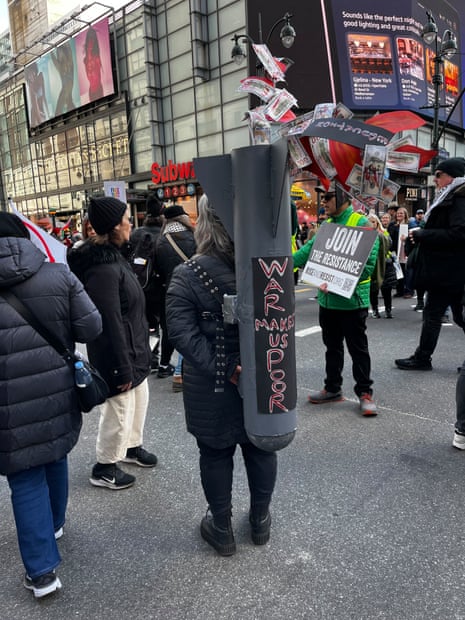 Demonstrators at a No Kings protest in New York City.