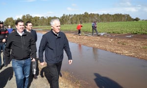 Prime Minister Malcolm Turnbull visits flooded areas in South Australia following a severe storm