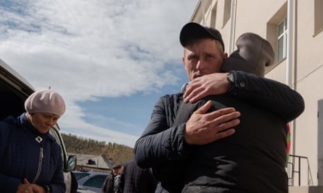 Emotional scenes in the eastern Siberian republic of Buryatia as drafted men say goodbye to their families.