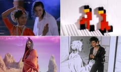 Composite of music video clips: Michael Jackson - Black or White, A-Ha - Take On Me, The White Stripes - Fell In Love With A Girl and Rihanna - Sledgehammer