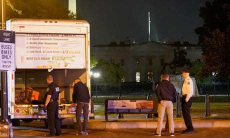 A Nazi flag and other objects recovered from a  truck that crashed into security barriers at Lafayette Park, across from the White House in Washington