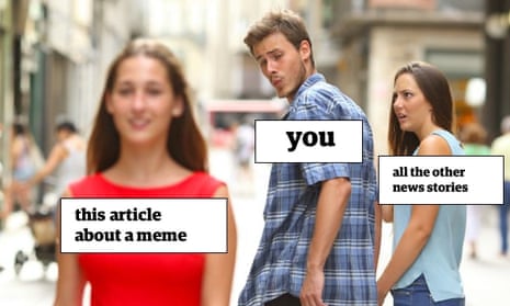 One of the many versions of the distracted boyfriend meme