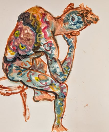 A drawing of life model Craig Dyson.