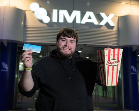 Christian Campbell, from Atlanta, Georgia, attends the world-first screening of The Odyssey at the BFI Imax.