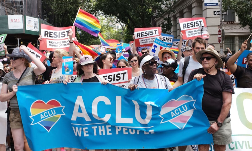The ACLU marching in the 2017 Pride March, New York City