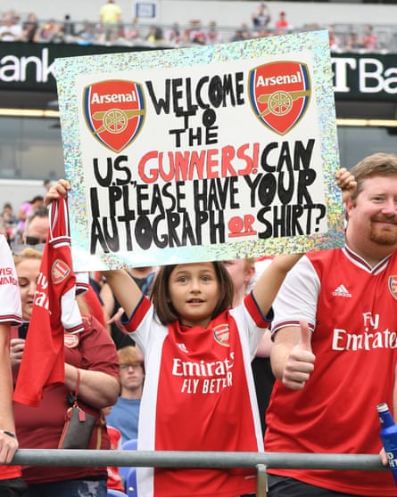 A young Arsenal fan during a pre-season friendly between Arsenal and Everton in Baltimore in 2022
