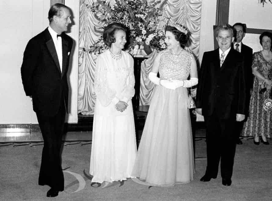 Elena and Nicolae Ceaușescu meet the Queen and Prince Philip in London on their state visit to the UK in 1978.