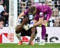 Tottenham's Kevin Danso dejected after Brighton's second goal during Premier League match