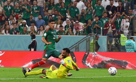 Mexico's Uriel Antuna scores a goal that was later disallowed.