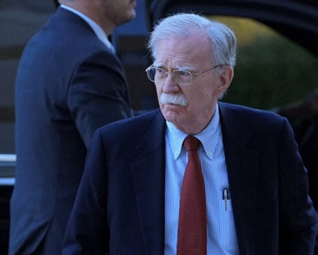 Former White House national security adviser John Bolton arrives at a US district court in Maryland.