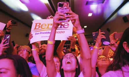 Supporters cheer as Sanders speaks at a rally for Michelle Vallejo in McAllen, Texas, on 30 October.